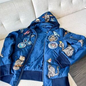 [SOLD] Dolce & Gabanna Blue Animal Patch Puffer Bomber Jacket